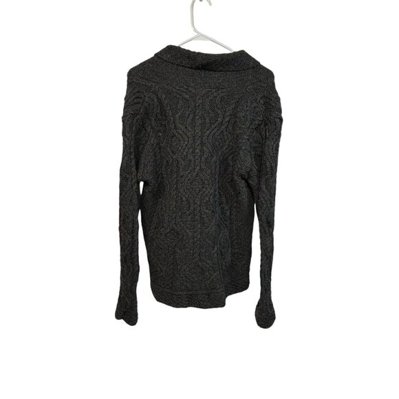 Aran Crafts Cardigan Sweater Womens Small Gray Wool 1 Button Fisherman Chunky IE - Picture 2 of 3